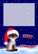Chat festif sous la neige de No&euml;l